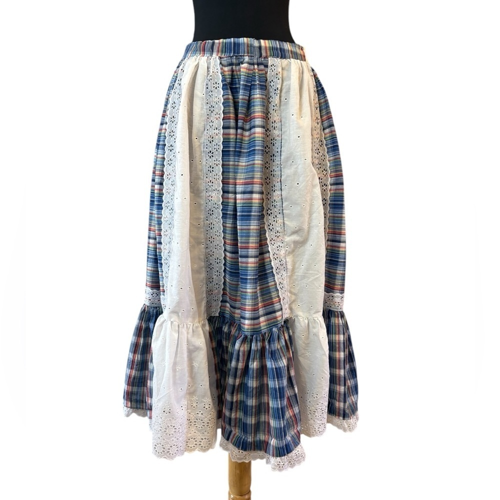 Vintage Striped White Prairie Circle Skirt - Picture 7 of 12